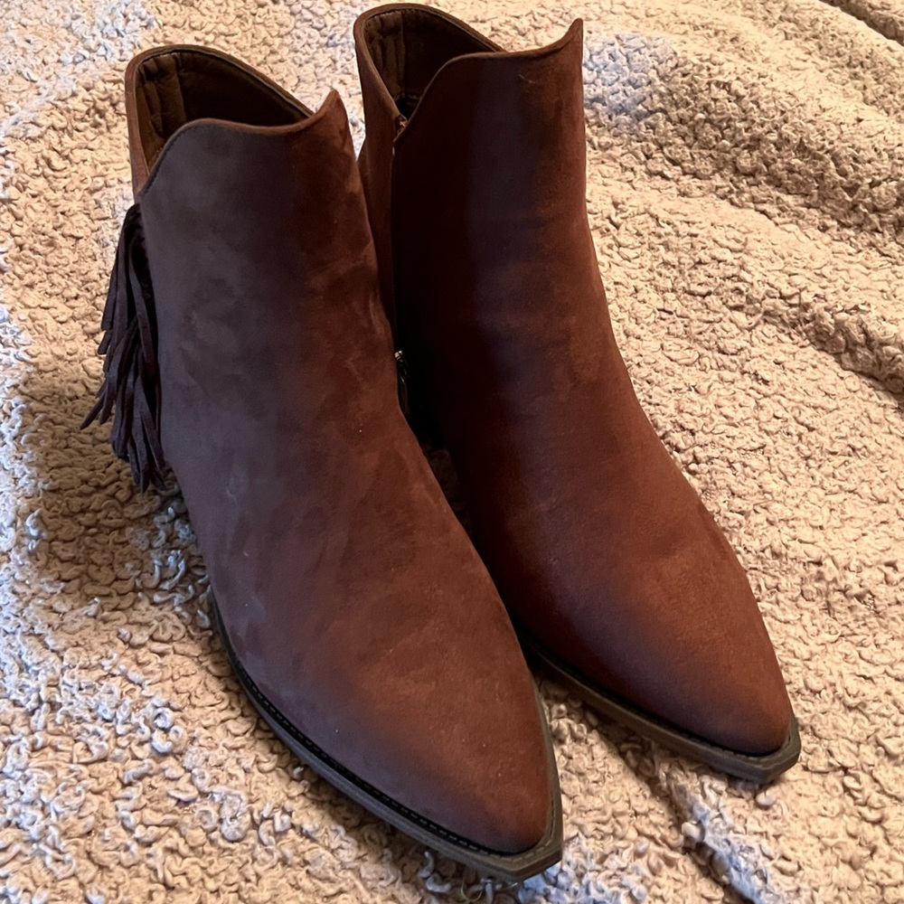 JustFab fringes booties